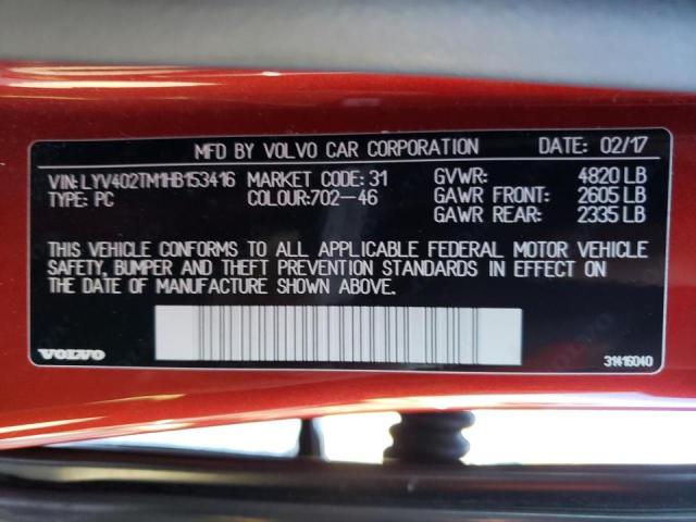 2017 VOLVO S60 PLATIN LYV402TM1HB153416