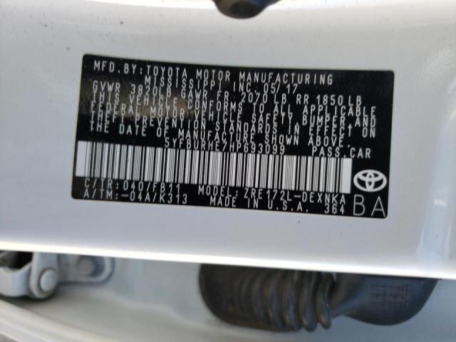 5YFBURHE7HP693099 Toyota Corolla L 2017. Фото: 9