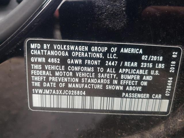 2018 VOLKSWAGEN PASSAT GT 1VWJM7A3XJC025804