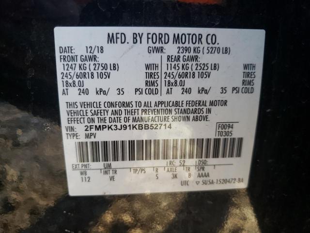 2FMPK3J91KBB52714 Ford Edge Sel 2019. Фото: 9