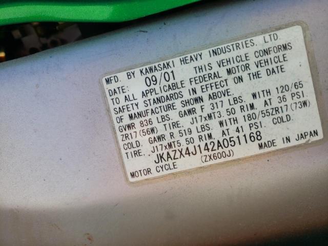 2002 KAWASAKI ZX600 J1 - JKAZX4J142A051168