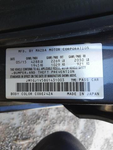 2016 MAZDA 6 TOURING JM1GJ1V58G1431003