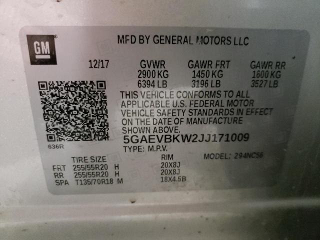 2018 BUICK ENCLAVE PR 5GAEVBKW2JJ171009