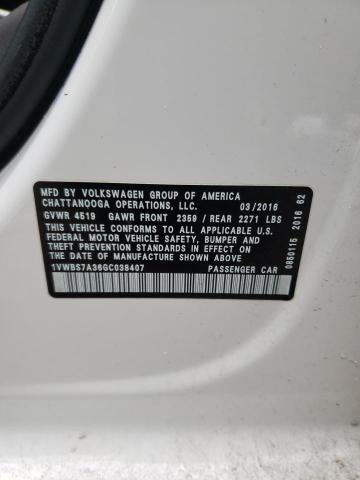 2016 VOLKSWAGEN PASSAT SE 1VWBS7A36GC038407