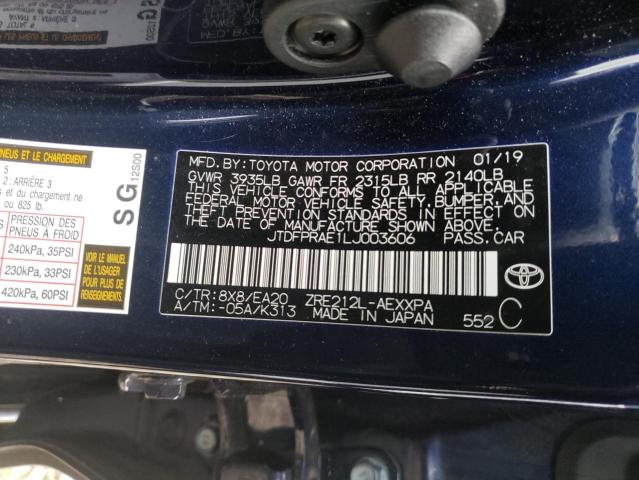 2020 TOYOTA COROLLA XL JTDFPRAE1LJ003606