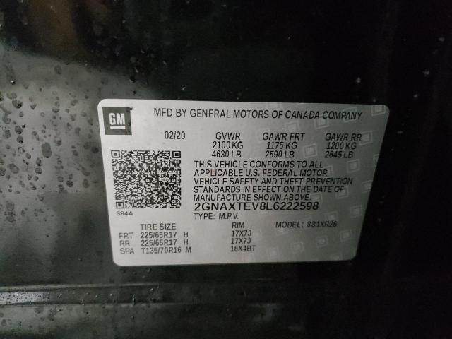 2GNAXTEV8L6222598 Chevrolet Equinox Lt 2020. Фото: 9