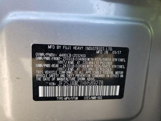 2017 SUBARU FORESTER 2 JF2SJAWC1HH589278
