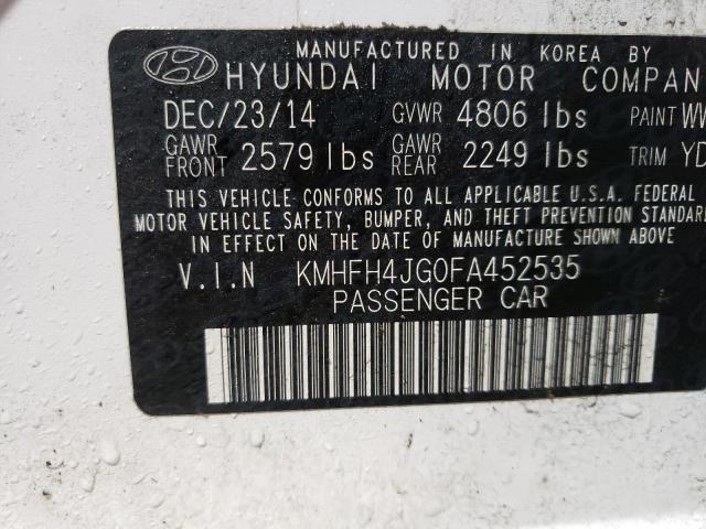2015 HYUNDAI AZERA LIMI KMHFH4JG0FA452535