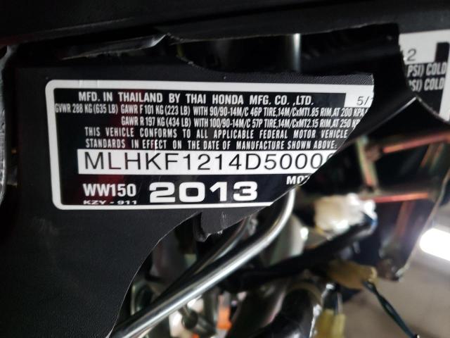 2013 HONDA PCX 150 MLHKF1214D5000656