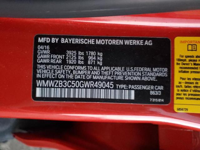 2016 MINI COOPER COU WMWZB3C50GWR49045