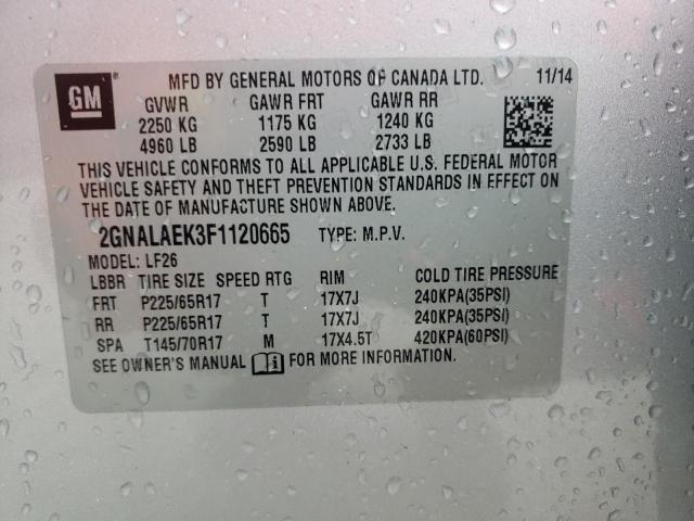 2GNALAEK3F1120665 Chevrolet Equinox Ls 2015. Фото: 9