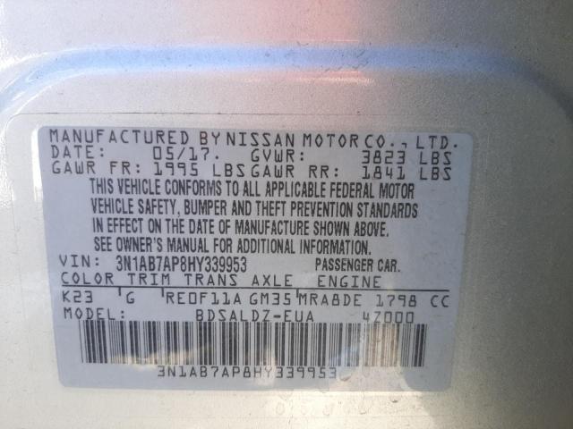 3N1AB7AP8HY339953 Nissan Sentra S 2017. Фото: 9