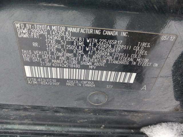 2T3BF4DV4CW218480 Toyota Rav4 2012. Фото: 9