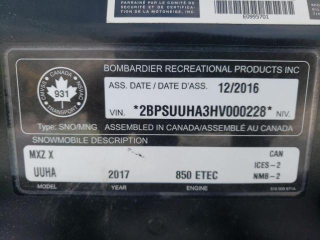 2017 SKI DOO MXZ REV 2BPSUUHA3HV000228
