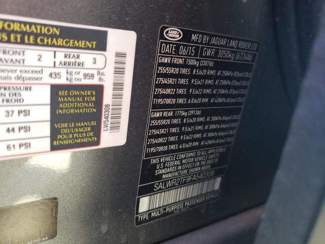 2015 LAND ROVER RANGE ROVE SALWR2TF9FA540308
