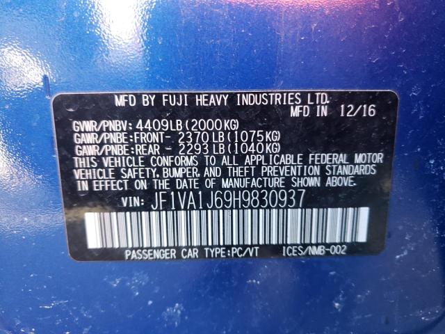 2017 SUBARU WRX LIMITE JF1VA1J69H9830937