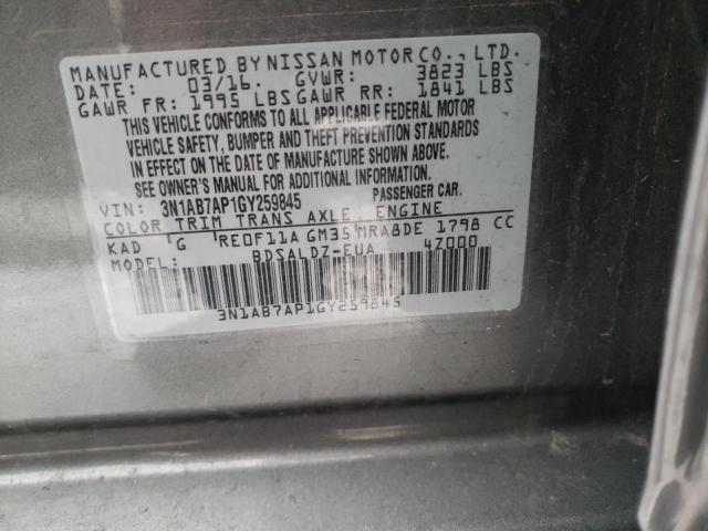 2016 NISSAN SENTRA S - 3N1AB7AP1GY259845