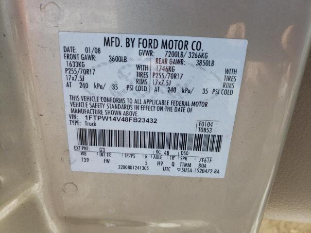 1FTPW14V48FB23432 Ford F150 Super 2008. Фото: 9