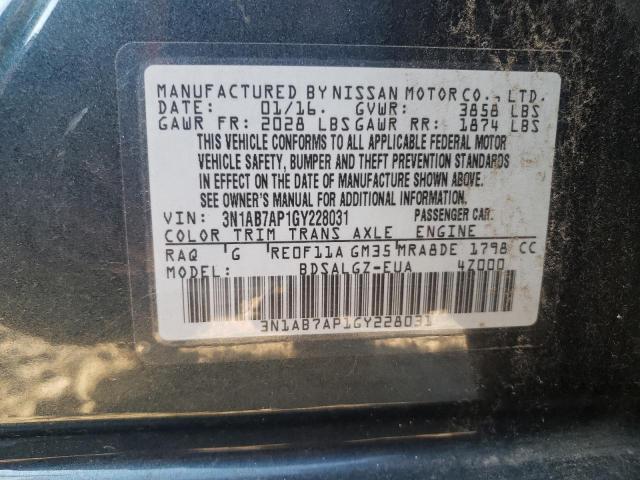 2016 NISSAN SENTRA S - 3N1AB7AP1GY228031