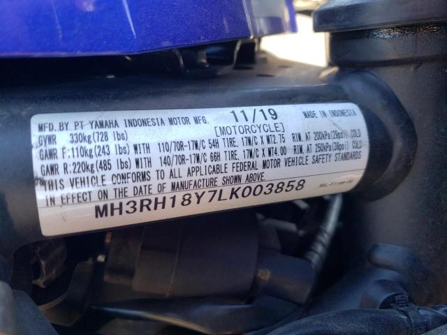 2020 YAMAHA YZFR3 A MH3RH18Y7LK003858