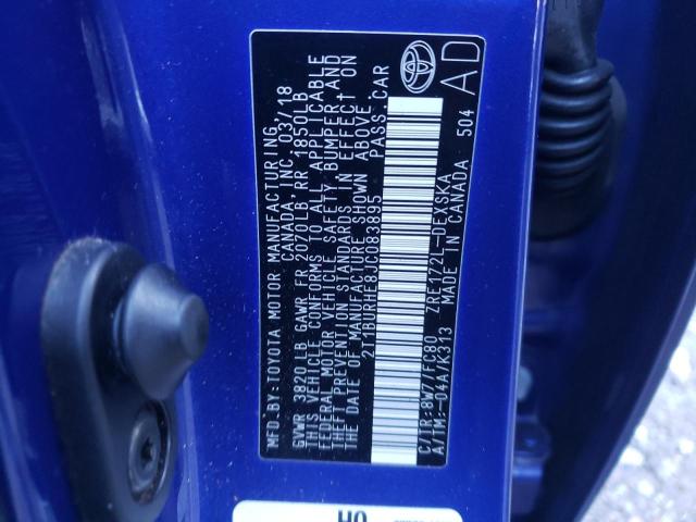 2T1BURHE8JC083895 Toyota Corolla L 2018. Фото: 9