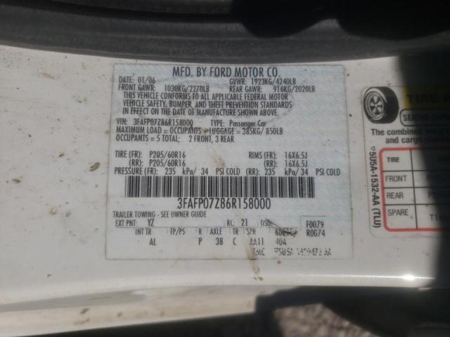 3FAFP07Z86R158000 Ford Fusion Se 2006. Фото: 9