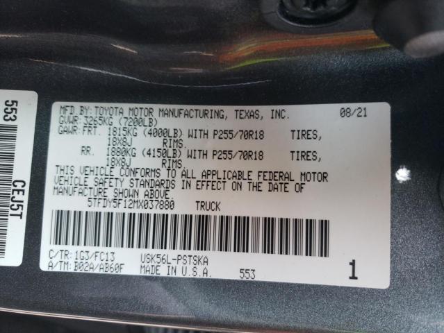 2021 TOYOTA TUNDRA CRE 5TFDY5F12MX037880