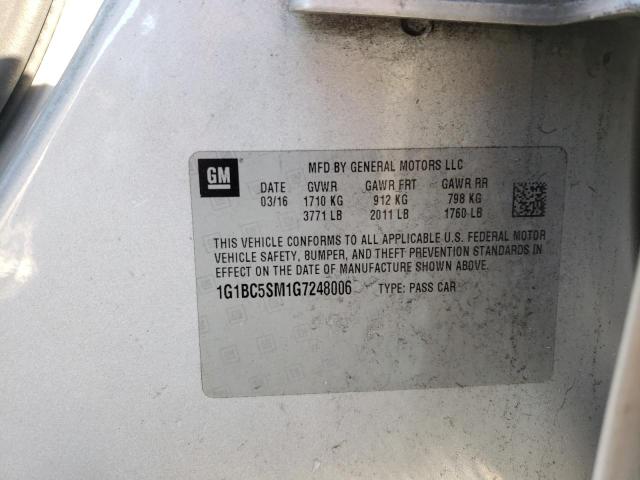2016 CHEVROLET CRUZE LS 1G1BC5SM1G7248006
