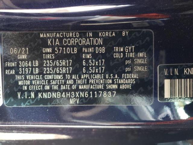 2022 KIA CARNIVAL L KNDNB4H3XN6117837