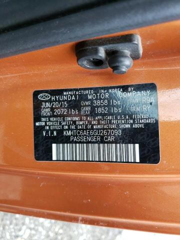 2016 HYUNDAI VELOSTER T - KMHTC6AE6GU267093