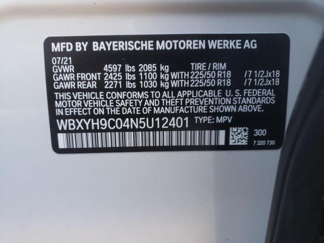 2022 BMW X2 SDRIVE2 WBXYH9C04N5U12401