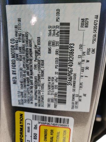 2013 FORD FUSION S - 3FA6P0G74DR208693