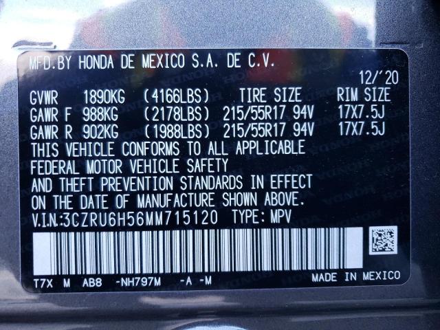 2021 HONDA HR-V EX 3CZRU6H56MM715120