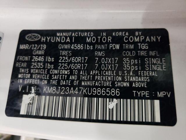 2019 HYUNDAI TUCSON SE KM8J23A47KU986586