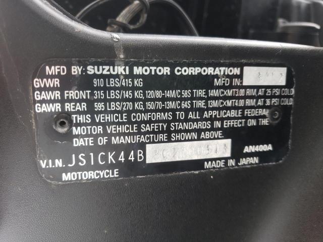 2012 SUZUKI AN400 A JS1CK44B3C2100543
