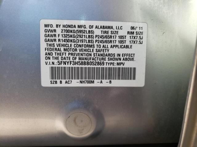2011 HONDA PILOT EXL - 5FNYF3H58BB052869