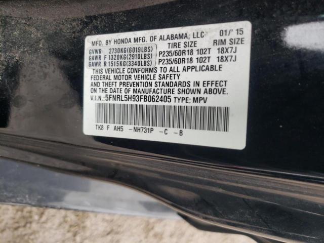 2015 HONDA ODYSSEY TO 5FNRL5H93FB062405