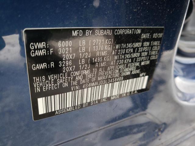 2020 SUBARU ASCENT LIM 4S4WMAJD3L3458409