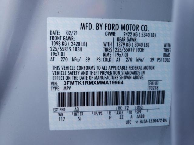 2021 FORD MUSTANG MA 3FMTK1RMXMMA19964