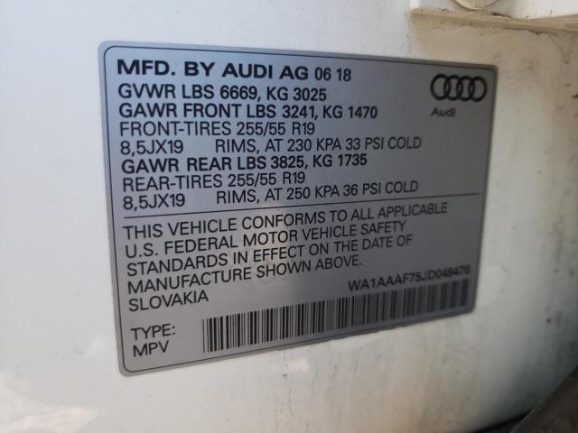 VIN WA1AAAF75JD049470 2018 Audi Q7, Premium no.10