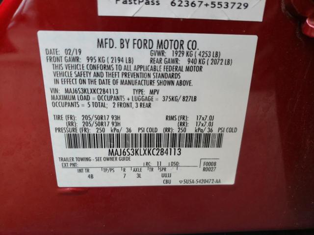 2019 FORD ECOSPORT MAJ6S3KLXKC284113