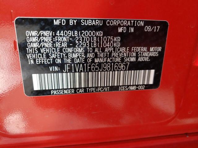 2018 SUBARU WRX LIMITE JF1VA1F65J9816967