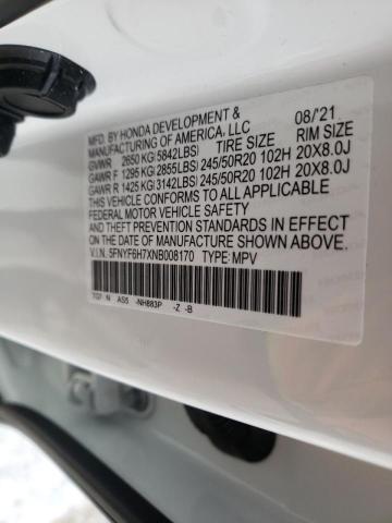2022 HONDA PILOT BLAC 5FNYF6H7XNB008170