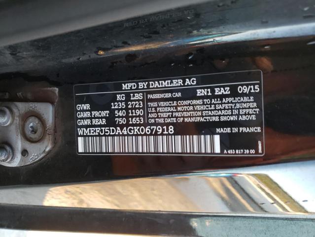 2016 SMART FORTWO WMEFJ5DA4GK067918