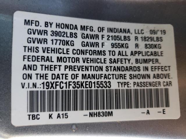 2019 HONDA CIVIC EX 19XFC1F35KE015533