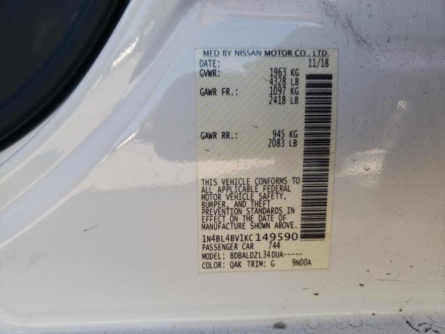 1N4BL4BV1KC149590 Nissan Altima S 2019. Фото: 9