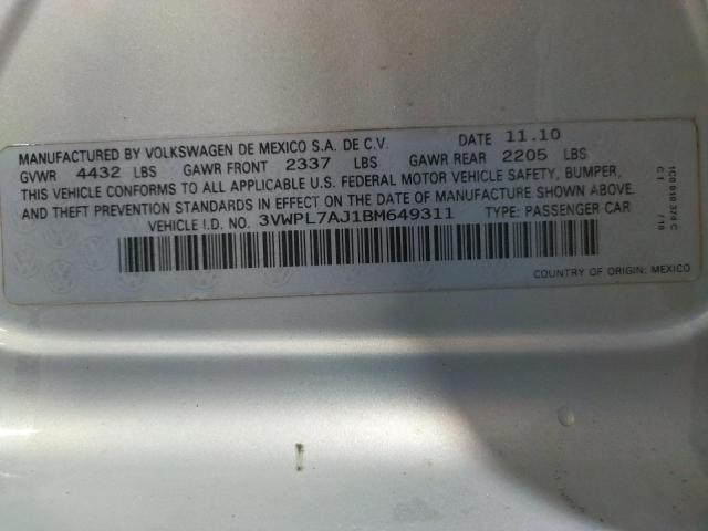 3VWPL7AJ1BM649311 Volkswagen Jetta Tdi 2011. Фото: 9