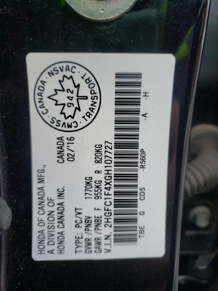 2HGFC1F4XGH107727 HONDA CIVIC 2016