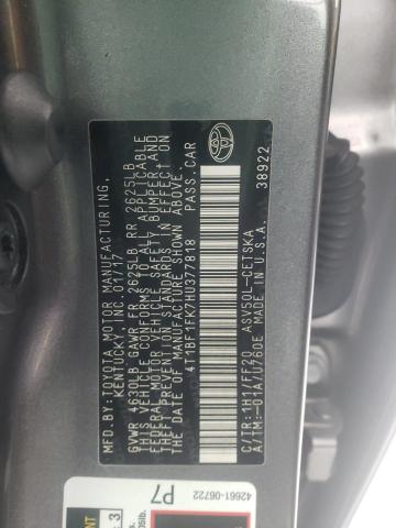 4T1BF1FK7HU377818 Toyota Camry Le 2017. Фото: 9