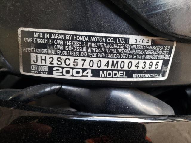 2004 HONDA CBR1000RR JH2SC57004M004395